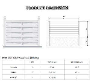 Valla <span class=keywords><strong>de</strong></span> PVC Blanca para Exteriores, Semi-Privada, con Diseño <span class=keywords><strong>de</strong></span> Mimbre - Product Image 2