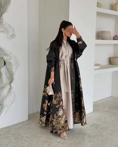 Mùa hè nóng bán khiêm tốn thiết kế tùy chỉnh hồi giáo satin abaya mở Đen Dubai - Product Image 2