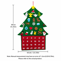 Calendrier de l'Avent en feutre réutilisable ChengNuo YiBai, arbre de Noël, compte à rebours de 24 jours, décoration murale en tissu de Noël, ornements détachables