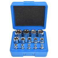 Fournisseur de kits de douilles de type E 14 pièces, douilles hexagonales Torx à 6 points, douilles spline pour la réparation automobile