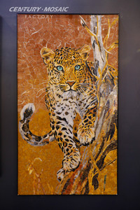 Mosaico de Pared Personalizado de Animales en Dorado, Diseño de Leopardo, Arte en Vidrio y Mármol, para Sala de Estar, Hotel, Villa, Apartamento, Marca Centurymosaic - Product Image 5