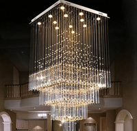 Lustre carré en cristal K9 en acier inoxydable à LED dimmable, approvisionnement direct usine, pour villa et salon