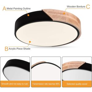 Dislive da 11 pollici moderno minimalista plafoniera a LED con montaggio a filo dimmerabile legno metallo acrilico temperatura colore 6000K 18W IP44 - Product Image 6
