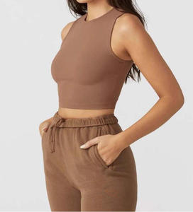 Cómodas Camisetas Deportivas Casuales sin Mangas de Spandex para Mujer, Transpirables, Acanaladas, Cortas, con Cuello Redondo y Estampado por Transferencia Térmica para Primavera - Product Image 4