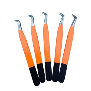 Pince à épiler professionnelle en acier inoxydable en forme de L pour extensions de cils, haute précision, qualité supérieure, vente en gros OEM ODM - Product Image 1