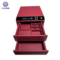 Caja de Joyería de Lujo de Alta Gama con Diseño de Cuero Completo, Caja Fuerte con Cajón y Desbloqueo por Huella Dactilar