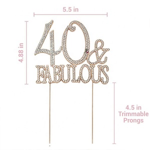 Strass en cristal en alliage de métal de qualité supérieure et or rose scintillant <span class=keywords><strong>40</strong></span> et fabuleux décorations de fête d'anniversaire 40e - Product Image 2