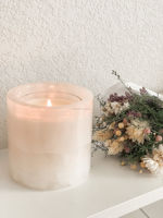 Pot de bougie parfumé de diffuseur de vase de bougie de marbre blanc rose naturel pots de bougie d'onyx de luxe avec le couvercle