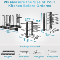 Nouveau support de rangement pour casseroles de cuisine pliable et réglable à plusieurs niveaux, support mural pour couvercles de casseroles, organisateur de rangement pour la cuisine