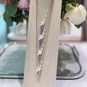 สร้อยคอเงินแท้ S925 ประดับเพชรเต็มเส้น ดีไซน์เฉพาะตัว จี้รูปพลั่วเล็ก สร้อยคอและจี้คุณภาพสูง - Product Image 2