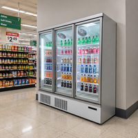 Réfrigérateur commercial vertical à porte vitrée pour boissons, à refroidissement par air, économe en énergie, avec étagères réglables et éclairage LED