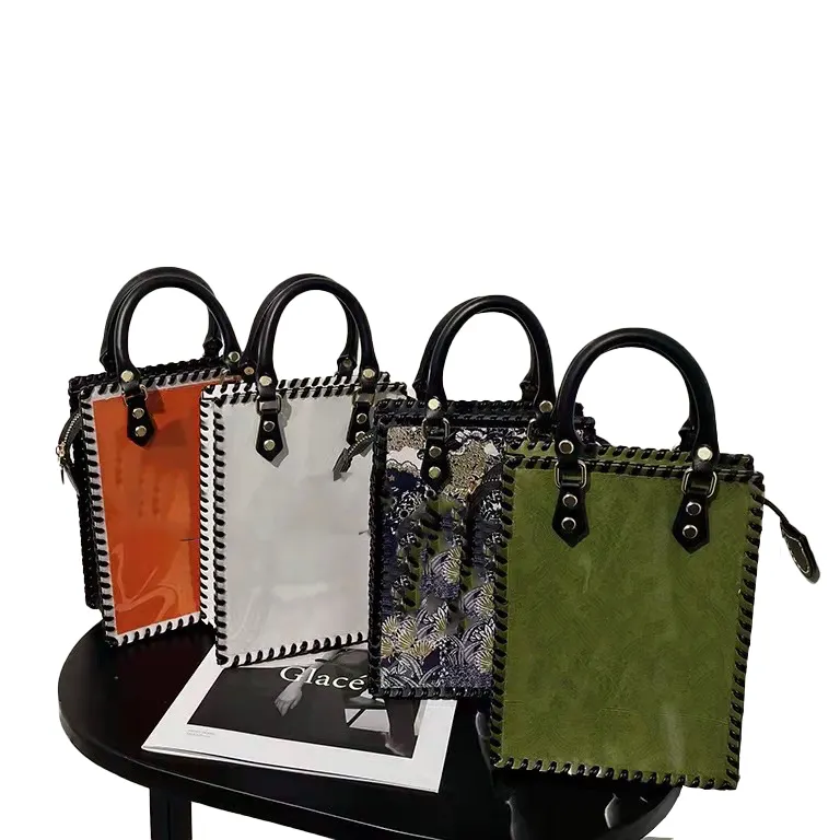 wholesale diy handbag plastic PU pvc bag purse kit Transparent leather pu diy pvc tote bag kits for shopping bags