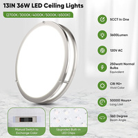 En stock Plafonnier LED encastré dimmable 12 pouces 24W en nickel brossé pour chambre à coucher, cuisine, bureau