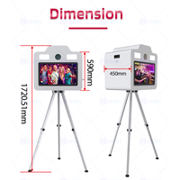 Cabina de Fotos con Monitor Táctil de 21.5 Pulgadas y Trípode, con Luz LED de Relleno, para Alquiler en Eventos, Caja Metálica