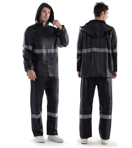 HPR0128 Manteau de pluie en polyester avec revêtement PVC, capuche et fermeture éclair STOCK - Product Image 3