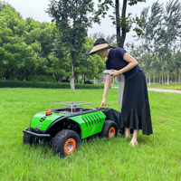 Robot tondeuse à gazon télécommandé sur roues MS 500W avec grande capacité de ramassage d'herbe, pneus gonflables respectueux de la pelouse, pour jardin