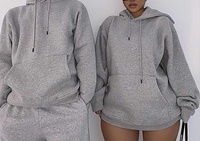 Setelan olahraga kebesaran pria dan wanita, jaket Joger ukuran besar dengan Logo bordir uniseks