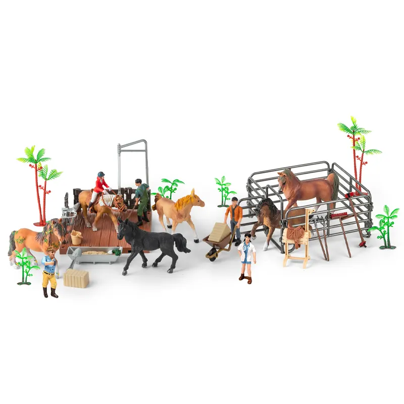 38 Stuks Doen Alsof Spelen Scène Diy Model Set Realistische Paardenstal Speelgoed Voor Kinderen