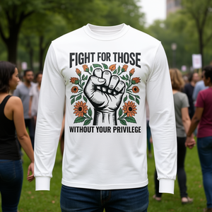 Camiseta de manga larga Fight For Those Without Your Privilege con diseño de igualdad y derechos humanos, cuello redondo unisex para adultos - Product Image 3