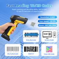Lecteur de codes-barres 2D industriel sans fil Bluetooth portable haute précision pour codes altérés, flous ou réfléchissants