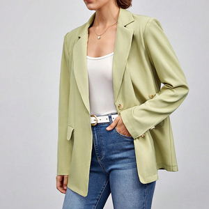 Nouveauté personnalisée robe blazer tendance <span class=keywords><strong>rose</strong></span> d'automne avec bordure en tissu personnalisée pour femmes, blazers, nouvelle collection - Product Image 3