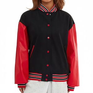 2025 <b>Winter</b> Letterman Women Jacket <b>Coat</b> <b>Lady</b> Custom Varsity Jacket Leather Cropped Breathable Cotton Fleece Varsity Jacket Women - Product Image 1