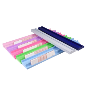 Soporte de madera artesanal para Mahjong, rosa, azul, verde, negro, blanco, para fichas de letras y números, y empujador de bloques de juego - Product Image 2