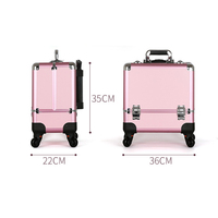 Nouvelle valise de rangement professionnelle en aluminium ABS de 17 pouces grande capacité pour kit cosmétique, trousse de maquillage sur roulettes avec barre de traction