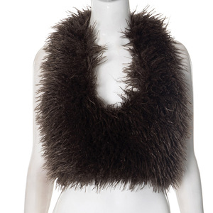 Nuovo Top 2025 moda <span class=keywords><strong>Sexy</strong></span> da sera senza schienale in pelliccia sintetica con <span class=keywords><strong>Mini</strong></span> <span class=keywords><strong>Shorts</strong></span> set in due pezzi da donna - Product Image 4