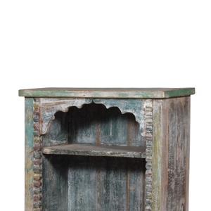 Table de chevet vintage en bois massif avec finition patinée unique, style antique, table de nuit décorative, armoire d'appoint pour chambre à coucher - Product Image 2