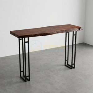 Aspen Live Edge Wood <b>Console</b> <b>Table</b> with Slim Geometric Iron Frame Legs Industrial Sofa <b>Table</b> Modern <b>Rustic</b> Home Furniture Decor - Product Image 5