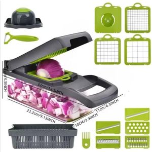 BPA Free Kitchen Tools Onion Slicer Dicer Spiralizer 14 in 1 <b>Vegetable</b> Cutter Shredder Hand Graters Fruit <b>Vegetable</b> <b>Chopper</b> - Product Image 2