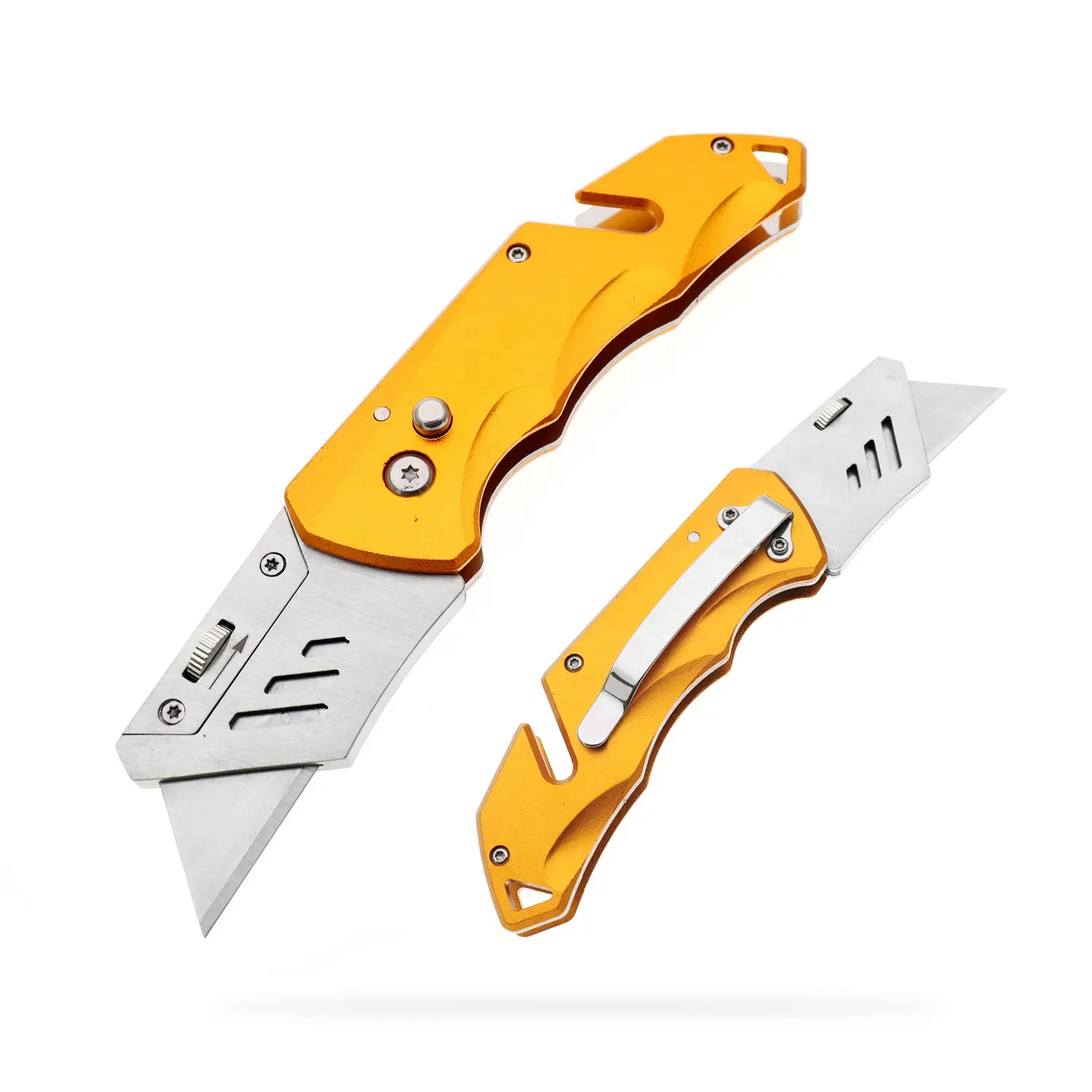 Utility Knife Folding Pocket Knives Compact Portable Handy Box Cutter Faca Laranja Pintura UV Print Custom LOGO OEM ferramenta de mão