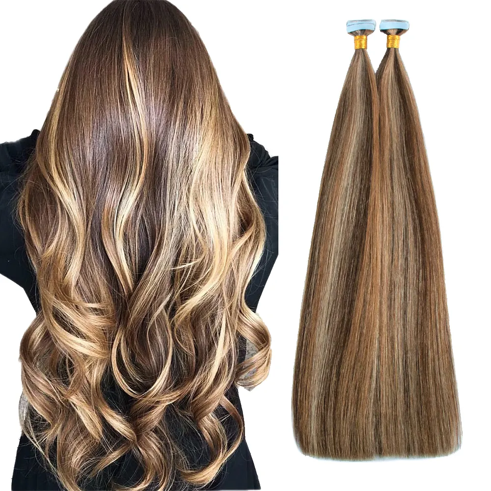 Gros naturel brut ruban dans les extensions de cheveux pleine cuticule 100 vierge remy cheveux humains bande ins extensions