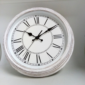 Vintage White French Style Round Retro Antique Shabby Chi Wall <b>Clock</b> - Product Image 1
