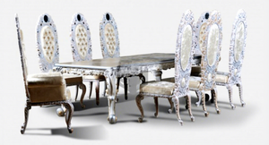 Royal & Luxury Baroque Wood Carving Dining Set Royal <b>Hand</b> Carved Solid Wood Dining Table Set Elegant Dining Table and <b>Chairs</b> Set - Product Image 5