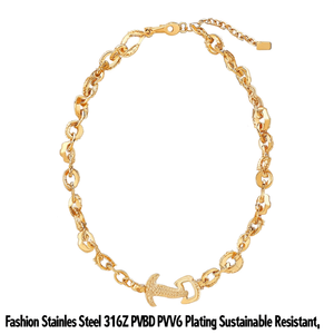 สร้อยคอแฟชั่นแบบโซ่ สแตนเลส 316L ชุบทอง PVD ทนทาน ยั่งยืน - Product Image 2