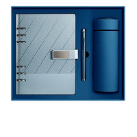 Ensemble de 6 cadeaux d'anniversaire personnalisés pour retour carnet de notes Journal en cuir PU noir A5 avec produits laitiers USB, stylo et bouteille