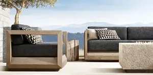 Großhandel New Design Lounge Suite Set Wohnzimmer Massiv Teak Outdoor Haus Patio Möbel Stuhl Garten Sofas