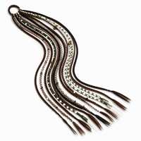 Extensions de queue de cheval tressées bohèmes de 24 pouces avec perles en bois, postiches synthétiques antidérapantes pour femmes, idéales pour festivals et soirées