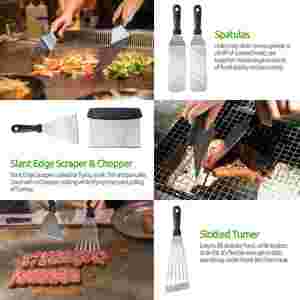 Kit de Accesorios para Plancha, 38 Piezas, Acero Inoxidable, Resistentes al Calor, Mango Largo, Antiadherentes, Juego de Palitos para Parrilla de Gas - Product Image 3