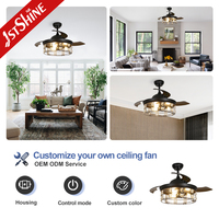 Ventilateur de plafond rétractable 1stshine de 42 pouces avec télécommande, lumières LED intégrées, qualité supérieure, vente en gros