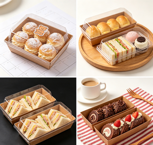 Bandeja de Papel Kraft Biodegradable e Impermeable para Comida para Llevar, Ideal para <span class=keywords><strong>Sushi</strong></span> y Almuerzo Escolar - Product Image 4