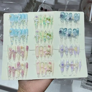 <span class=keywords><strong>Uñas</strong></span> Postizas <span class=keywords><strong>de</strong></span> Fábrica OEM, Diseño Mixto Adorable con Lazo, Perlas y Estilo Teddy, <span class=keywords><strong>Uñas</strong></span> Acrílicas <span class=keywords><strong>en</strong></span> Tonos Pastel, Venta al Por Mayor, Set Personalizado - Product Image 4