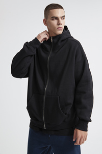 350G <span class=keywords><strong>Sweat</strong></span> à capuche à col haut doublé de polaire avec fermeture à glissière en métal Poignets de <span class=keywords><strong>gant</strong></span> côtelés <span class=keywords><strong>Sweat</strong></span>-shirt décontracté Manteau à capuche en polaire de couleur unie - Product Image 3