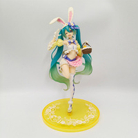 Figurine personnalisée en PVC de fille lapin avec panier et cheveux turquoise, jouet d'art fantastique de collection, statue de présentation, fabricant OEM ODM