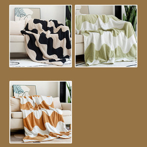 ผ้าห่มขนแกะลายคลื่นครึ่งยุโรปสำหรับตกแต่งโรงแรมสำนักงานผ้าคลุมนอนผ้าคลุมไหล่กำมะหยี่<span class=keywords><strong>สี</strong></span><span class=keywords><strong>ดำ</strong></span><span class=keywords><strong>สี</strong></span>กากี - Product Image 5