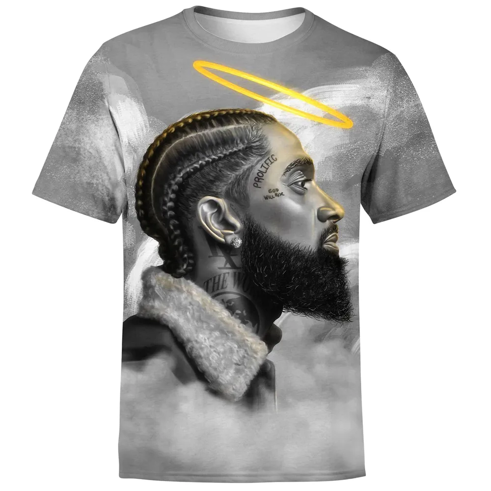 Camisa masculina estampada hip hop, frete grátis, camiseta digital de rapper nipsey com estampa personalizada, todos os roupas