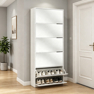 2026 Hot Selling Modern Large-Capacity Wood Mirror Shoes <strong>Cabinet</strong> 5 Drawers Tall <strong>Slim</strong> Entryway Shoe Storage Living Room in Stock - Product Image 4