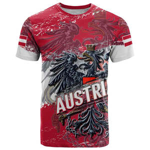 T-shirt Homme Manches Courtes Personnalisé Style Minimaliste Rouge avec Armoiries Autrichiennes – Édition Spéciale Fête Nationale Autrichienne 2026 – Nouvelle Collection - Product Image 4